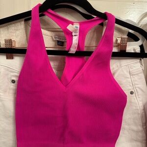 Free People Pink Sleeveless Fitted Crop Tank Top